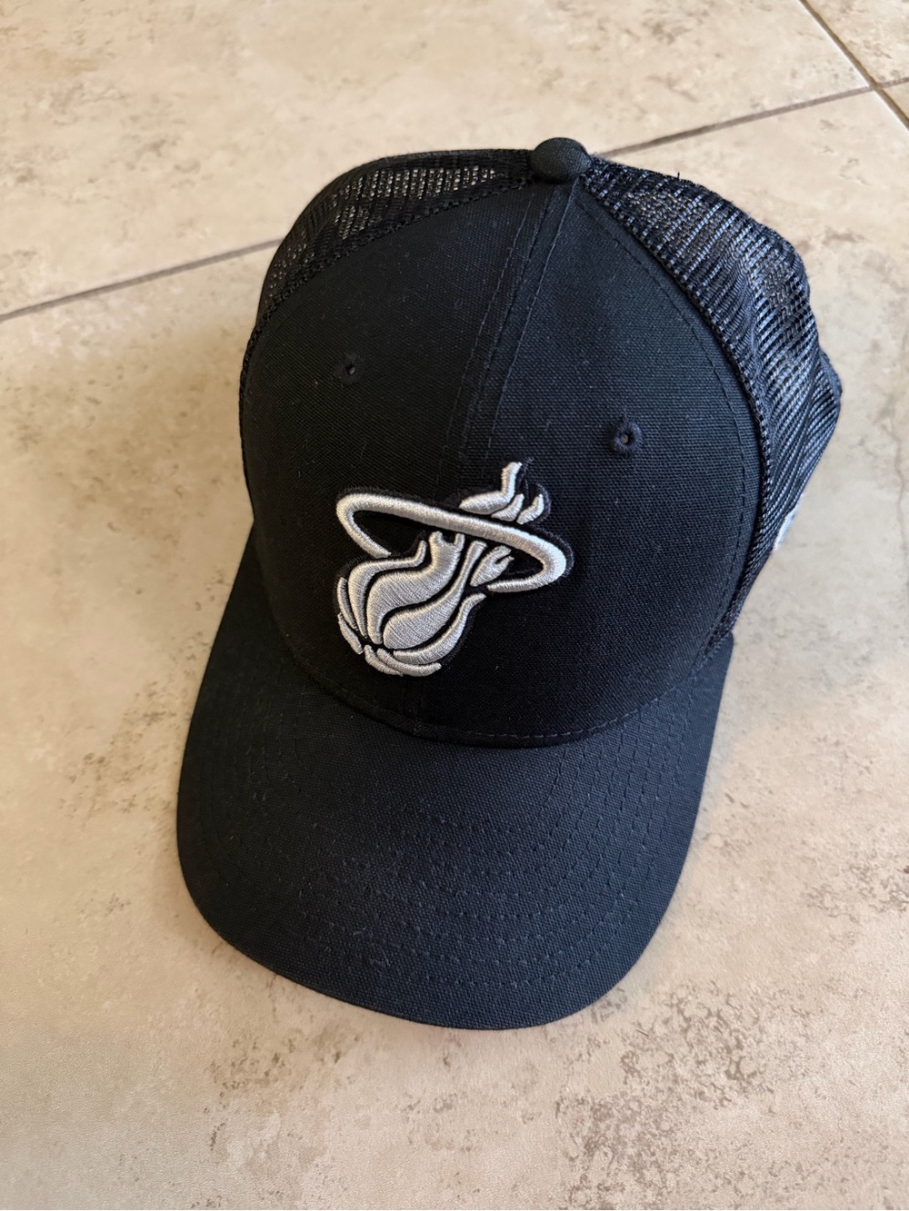 New Era Miami Heat White Logo Trucker Hat One Size Fits Most